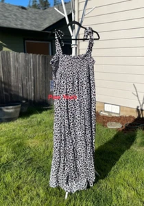 Diane Von Furstenberg Target Size 3X Smocked Tie Strap Neutral Poppy Midi Dress - Picture 1 of 3