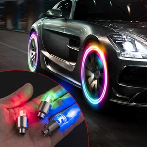 4x LED Atmosphere Lights Car Wheel Tire Valve Stems Caps Dust Cover Accessories - Picture 1 of 12