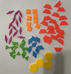 Lot of 70+ Geometric Plastic Pattern Blocks Math Manipulative Shapes Home School - Picture 1 of 3