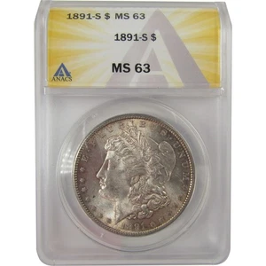 1891 S Morgan Dollar MS 63 ANACS Silver Uncirculated Toned SKU:I20904 - Picture 1 of 4