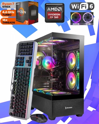 PC para juegos Ryzen7 5700X RX 560 32 GB RAM 1 TB SSD WiFi6 BT 5,4 win11 ARGB X9 KM Foto 1 de 4