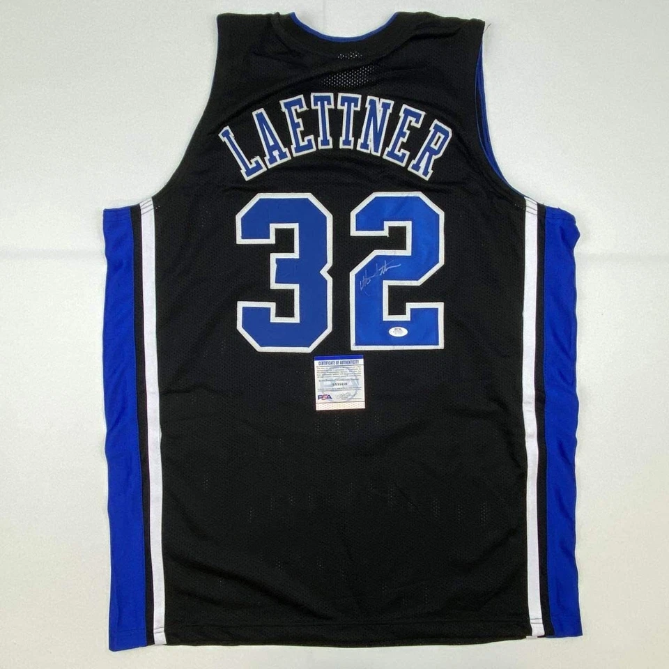 Autographed/Signed CHRISTIAN LAETTNER Duke The Shot Black Jersey PSA/DNA COA - Image 1 of 4
