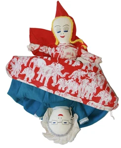 Little Red Riding Hood Grandma Big Bad Wolf Topsy Turvy Story Doll 1970s - Picture 1 of 10