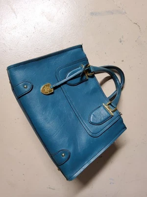 London Fog Dark Teal Womens Leather Handbag Purse - Image 1 of 4