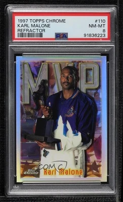 1997-98 Topps Chrome Refractor Karl Malone #110 PSA 8 HOF - image 1 of 2