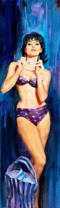 Purple Bikini Girl Retro Pulp A2 High Quality Canvas Art Print - Picture 1 of 1
