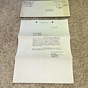1943 Signed Letter Captain W.K Berner U.S.S SABLE Training Ship GEORGE H.W. BUSH - Picture 1 of 8
