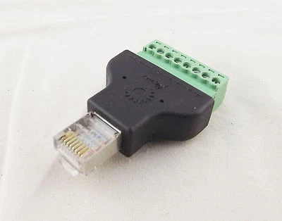 Ethernet RJ45 Male Plug To AV Screw Terminal 8 Pin Block CCTV Converter Adapter - Image 1 of 4