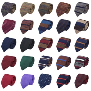 Men Knitted Crochet 7CM Stripe Necktie Formal Wedding Party Polka Dots Neck Tie  - Picture 1 of 30
