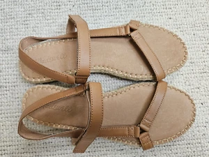 Madewell Hallie Espadrille Sandals in Leather Tan Brown Size 9 Casual Flat - Picture 1 of 8