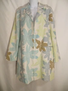 Sigrid Olsen Floral 100% Linen Long Jacket L - Picture 1 of 11