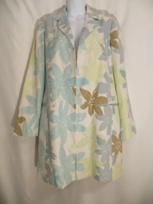 Sigrid Olsen  Floral 100% Linen Long Jacket L - Image 1 of 4