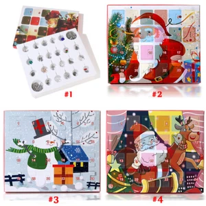 Christmas Countdown Advent Calendar Jewelry Gift Box DIY Bracelet Necklace Set - Picture 1 of 10