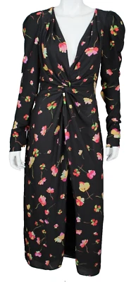 Maxi Vestido MONIQUE LHUILLIER $2,295 Multicolor Estampado Floral Crepé Cuello en V 8 NUEVO Foto 1 de 4