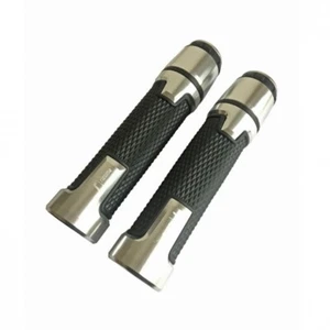 7/8" 22mm Universal Motorcycle Handlebar Grips CNC Aluminum Rubber Hand Grips - Picture 1 of 7