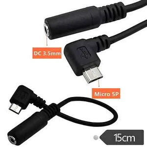 Adapter Cable Earphones Jack 3.5 Female To Micro 5 Pin USB 90 Degrees Male - Photo 1 sur 6