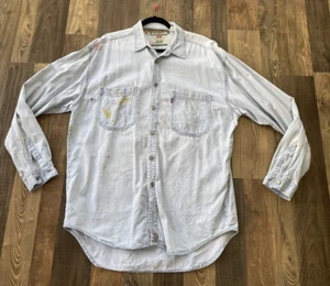 Camicia Vintage Levi's Denim Uomo Distressed/Fai da Te Blu Taglia L *Progetto - Foto 1 di 14