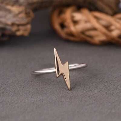 Thunder Lightning Bolt Ring 925 Silver Adjustable Handmade Ring For Jewelry Gift - Image 1 of 4