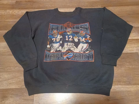 Vintage 90's Buffalo Bills Jim Kelly Thurman Thomas Bruce Smith Sweatshirt XL Cover