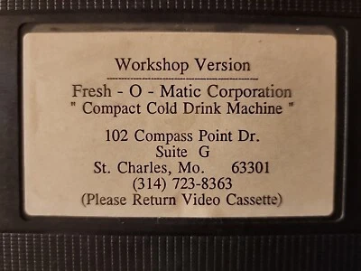 VINTAGE FRESH-O-MATIC CORP MACHINE VHS VIDEO WORKSHOP VERSION Cold Drink Machine - Image 1 of 3