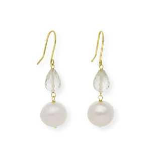Pendientes Oro Perlas Topacio Azul Complementos de Mujer Joyería de Moda - Imagen 1 de 3