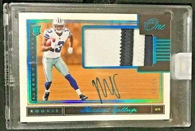 Michael Gallup 2018 Panini One BLUE 3 color Patch RC on-card Autograph Auto /99 - Image 1 of 2