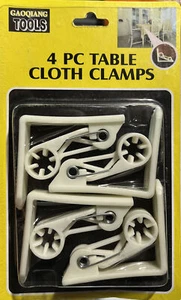4 X White Table Cloth Clips Pack Tablecloth Cover Plastic Holder Clamps - Picture 1 of 1