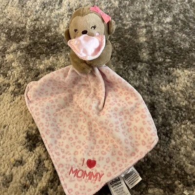 Macaco marrom amoroso segurança leopardo rosa Child Of Mine impresso -"I Love Mommy"- - Imagem 1 de 4