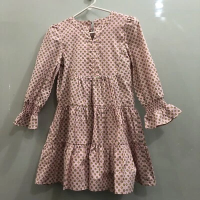 NWOT Shop the Mint Pink Long Sleeve Tiered Cotton Floral Dress Girls Size 10/12 - Image 1 of 4
