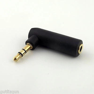 1x Gold Plated L Shape 3.5mm Right Angle Male To Female Stereo Headphone Adapter - Image 1 of 4