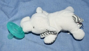 Wubbanub Baby Pacifier Plush Gray & White Stripe Elephant   Machine Washable! - Picture 1 of 2