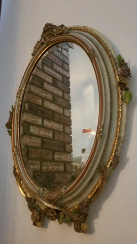 Antique Beveled European Mirror With Lilac Flowers, and Leaves Victorian Cottage Cover