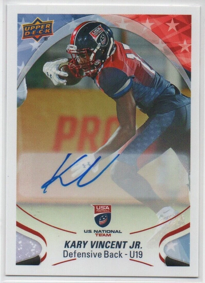 2017 Upper Deck USA Football Flag Wave Auto Auto Kary Vincent Jr #99 Auto - Image 1 of 1