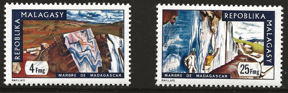 Malagasy (Madagascar) Scott #508-09, Singles 1974 Complete Set FVF MNH - Image 1 of 1