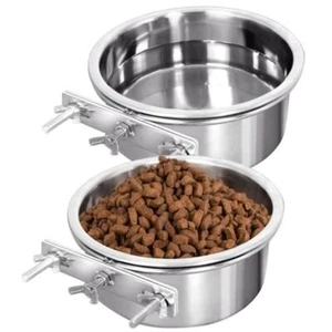 Stainless Steel Pet Hanging Bowl Feeding Cat Dog Bird Parrot Food Water Cage Cup - Picture 1 of 16
