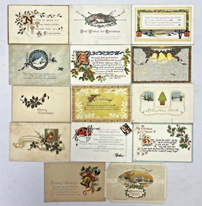 14pc Antique Vintage Postcards Lot Christmas Farmhouse Church 1910's Cursive (#2 - Picture 1 of 17