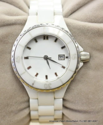 Nice Ceramic & Steel White Ladies Quartz Watch   FIT 5" wrist  (small) - Image 1 of 4