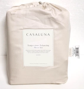 Casaluna Queen Size 300 TC Count Temperature Balancing Sheet Set - Natural - Picture 1 of 6
