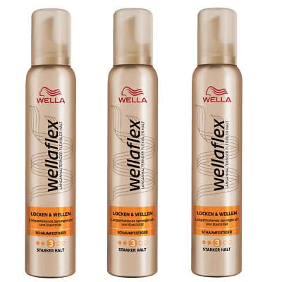 3x 200ml Wellaflex Schaumfestiger Locken & Wellen Starker Halt Styling