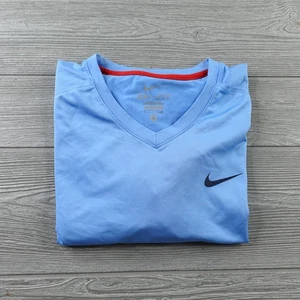 Nike Shirt Mens Small Blue Jersey Open V-Neck Tennis Roger Federer RF 2012 US - Picture 1 of 11
