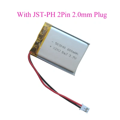 MARKENLOS Batteria ricaricabile 3.7V 600mAh 503040 batteria lipo JST-PH 2Pin 2.0mm connettore