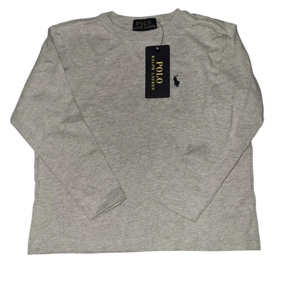 Camisa Polo Ralph Lauren Niños Niños Pequeños 3T Gris Manga Larga Cuello Redondo Poni Logo Camiseta Foto 1 de 4