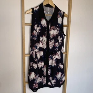 RVCA Size 12 / M Retro Print Shirt Dress Tie Dye 80s 90s Y2K Whimsygoth Goth - Picture 1 of 10