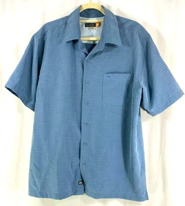 Quiksilver Mens L Light Blue Micro Check Button Down Short Sleeve Shirt - Picture 1 of 10