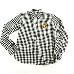 Lauren Ralph Lauren Kariertes Hemd mit Knopfleiste Gold Logo Langarm Damen L - Bild 1 von 4