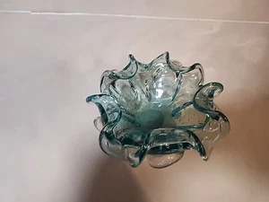 Vintage Italian Murano Clear Aquamarine Bowl Life From The Sea Rare 5-1/2" Italy - Picture 1 of 8