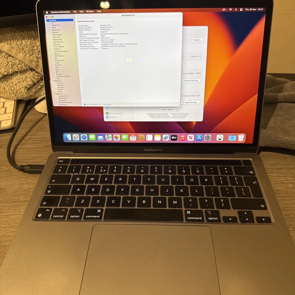 Apple MacBook Pro M1 2020 13-inch, 8GB RAM, 256GB SSD, Space Grey with Touchbar - Image 1 of 4