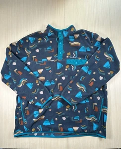 Eddie Bauer Sweatshirt Men's 3XL Blue Synchilla Patterned Mock Neck Snap Button - Picture 1 of 4