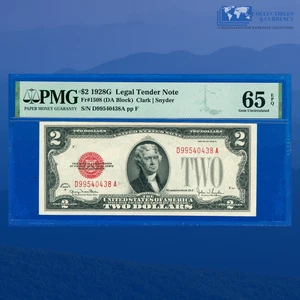 Fr.1508 1928G $2 Two Dollars Legal Tender Note, E/A Block, PMG GEM 65 EPQ #40438 - Picture 1 of 3