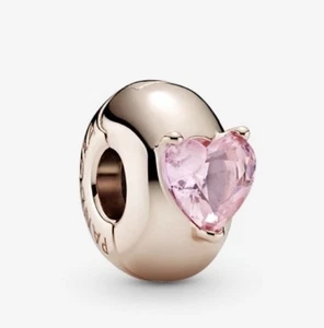 2 Authentic Pandora Pink Heart Solitaire Clip Charms 14k Rose Gold-plated RARE - Picture 1 of 15